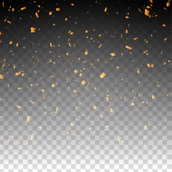 Abstract golden confetti transparent background vector