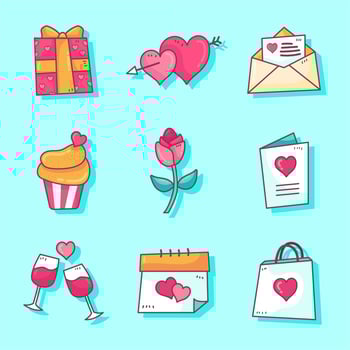 Valentines Day Elements Set Vector