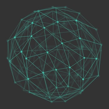 Polygonal 3d globe with connecting dots and lines. vector