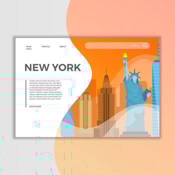 Flat New York Landmarks Landing Page Vector Illustration