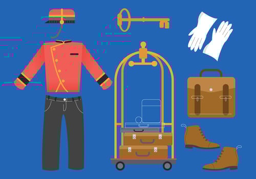 Bellboy Hotel Officer Outfit Vector Illustration