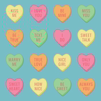 Candy Hearts With Messages vector