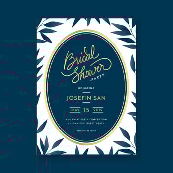 Floral Bridal Shower Invitation Template vector