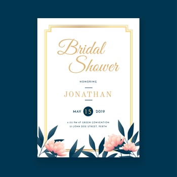 Floral Vintage Bridal Shower Invitation Template Vector