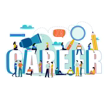 Word career with group of people vector