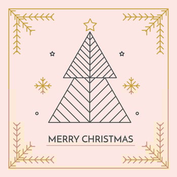 Minimalistic Merry Christmas Card Vector