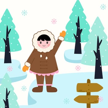 Eskimo Girl in Traditional Costumes vector