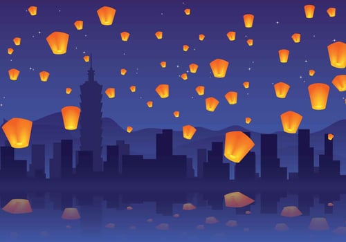 Taiwan Sky Lantern Festival vector