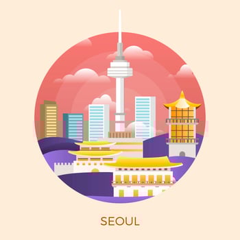 Flat Modern Seoul City Vector Illustration