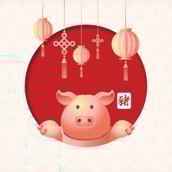 Chinese New Year 3 Dimension Cute Pig style. Year of the Pig vector