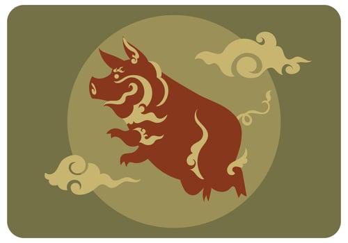 Abstract Pig Chinese Zodiac Vector