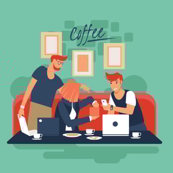 Business People at a Coffee Shop vector