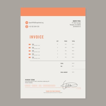 Orange Invoice Template vector