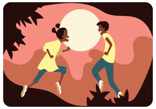 Two African American Teenagers Happy vector