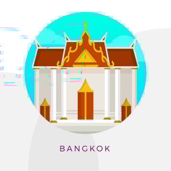 Flat Grand Palace Bangkok City Landmark Vector Illustration