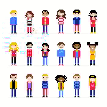 Casual Characters Pixel Art vector