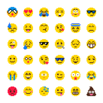 Pixel Emoji Vector Set