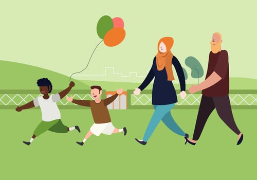 Interracial Family Flat Illustration vector