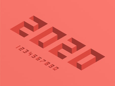 3D Pixel Isometric Numbers 2020 vector