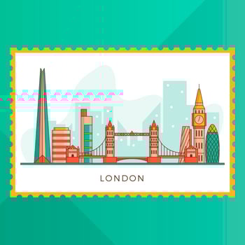Flat Modern London City With Landmark Vector Illustration