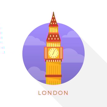 Flat Modern Big Ben London Landmark Vector Illustration