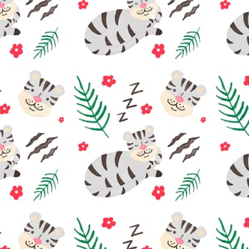 Cute Gray Tiger Pattern vector