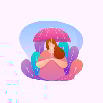 girl holding umbrella vector