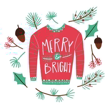 Cuter Sweater With Lettering, Leaves And Nuts vector