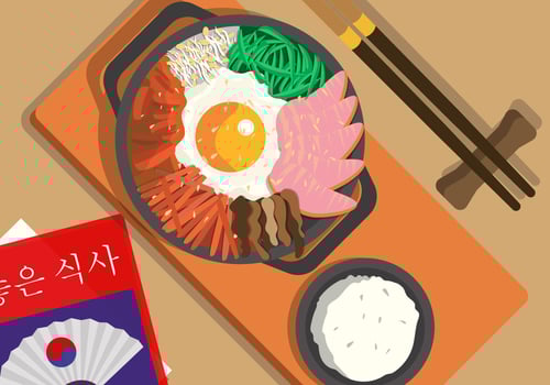 Seoul Food Top View vector Illustration