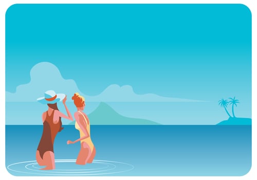 Two Girls on The Beach Vector