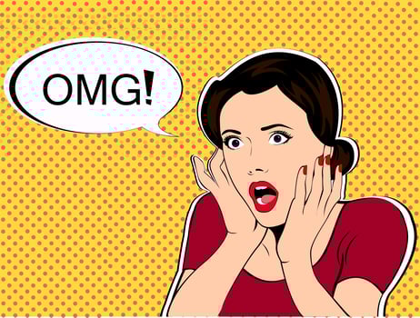 OMG the woman in shock pop art retro style vector