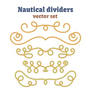 Nautical ropes. Dividers set. Decorative vector knots.