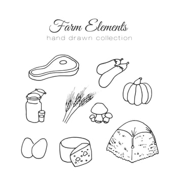 Hand drawn farm collection vector