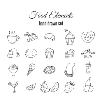 Hand drawn sweet pastry set vector