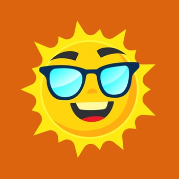 Sun wearing glasses vector