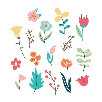 Colorful Doodled Flowers vector
