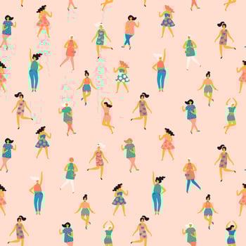 Seamless pattern of dancing women.  vector