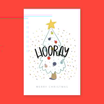 Christmas Tree With Confetti Card. vector