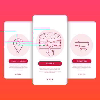 Order Food Online Timeline Mobile App Template Illustration vector