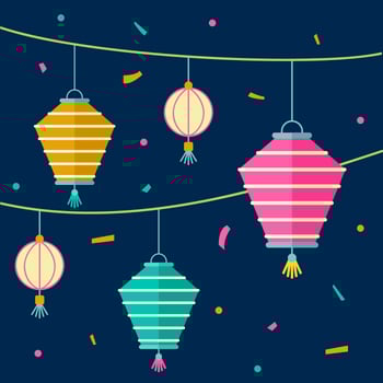 Taiwan Sky Lantern Festival Vector