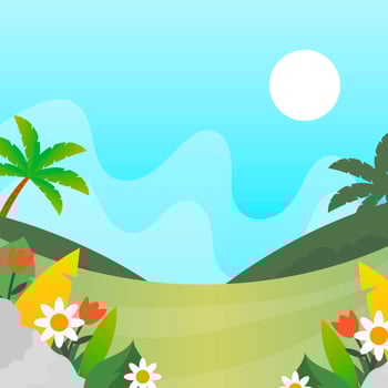 Flat Simple Spring Landscape Vector Wallpaper