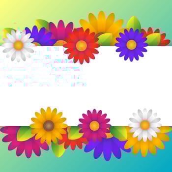 Colorful Spring Background With Beautiful Flowers Elements vector