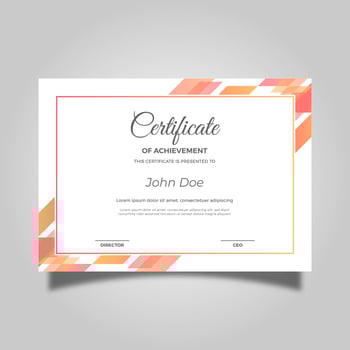 Flat Orange Modern Certificate Vector Template