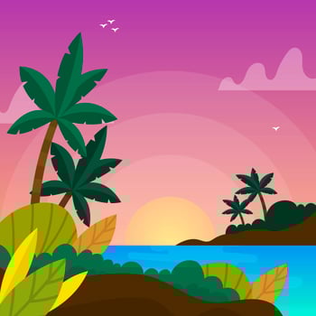 Flat Tropical Ocean Vector Background