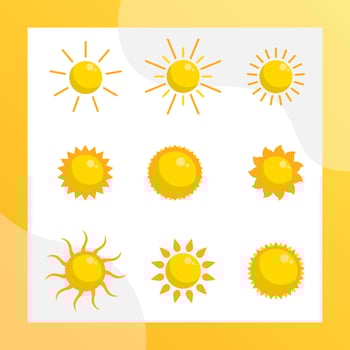 Flat Sun Clipart Vector Collection