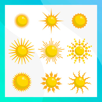 Flat Sun Clipart Vector Collection