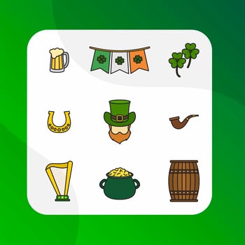 Flat Modern St Patrick's Day Vector Clipart Collection