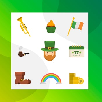 Flat Simple Modern St Patrick's Day Vector Clipart Collection