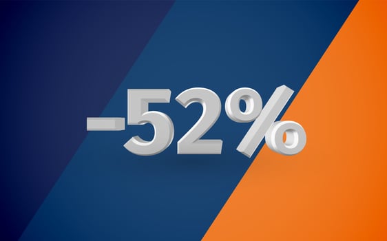 3D sale illustration with percentage, vector