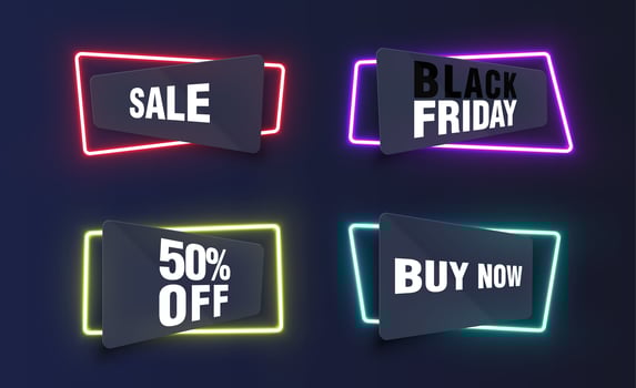 Colorful neon templates for websites, vector illustration